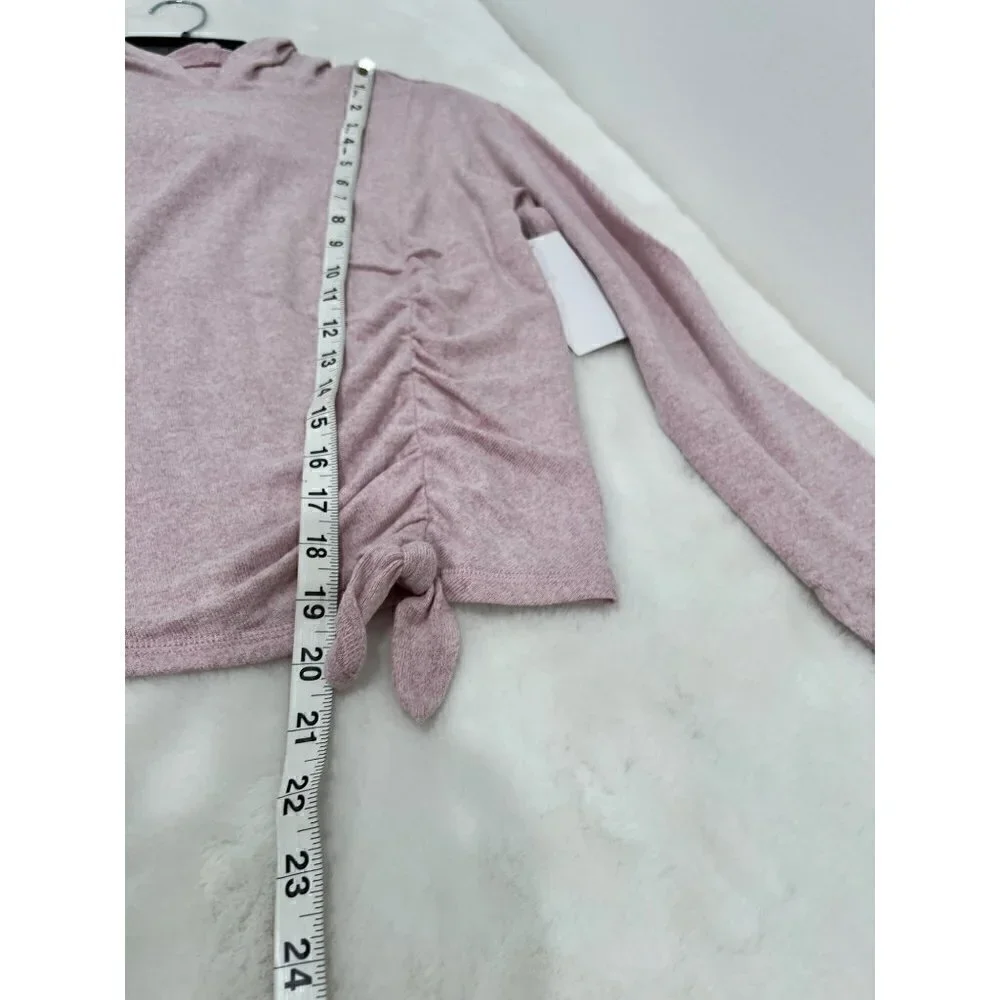New Zella Size Girl's L (10/12) Soft Hoodie Shirt cinch ribbon front Stretchy